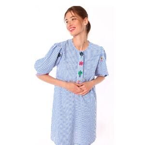 Amber White Blue Check Dress size 38 or US Small